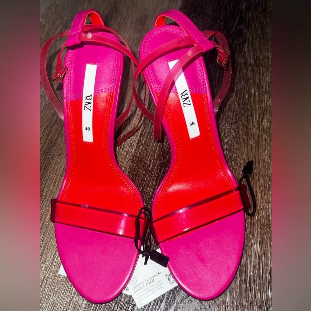 NWT Zara Heels Hot Pink PVC Size 38
